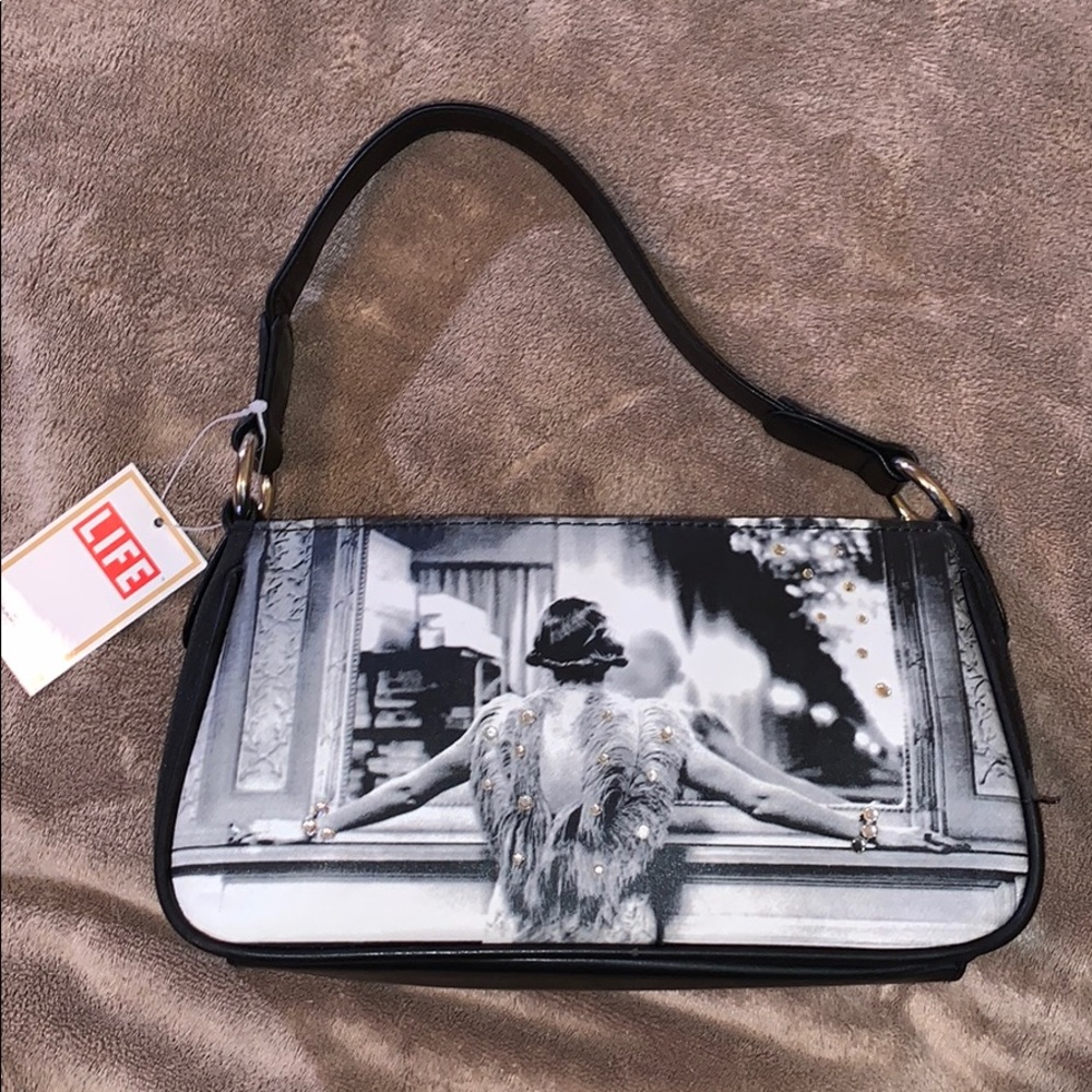 Life Magazine Purse Black & White with Rhinestones